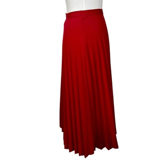 Mix It Midi Skirt Knife Pleated A-line Stretch Red Women’s Size 14 Tall - Picture 3 of 9